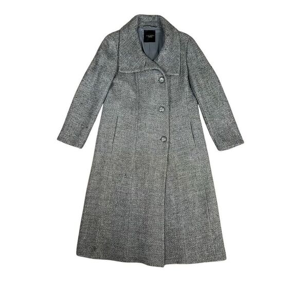 Talbots Oversized Trench Coat Wool Blend Top Coat Winter Long Pea Coat L Gray - Picture 1 of 15